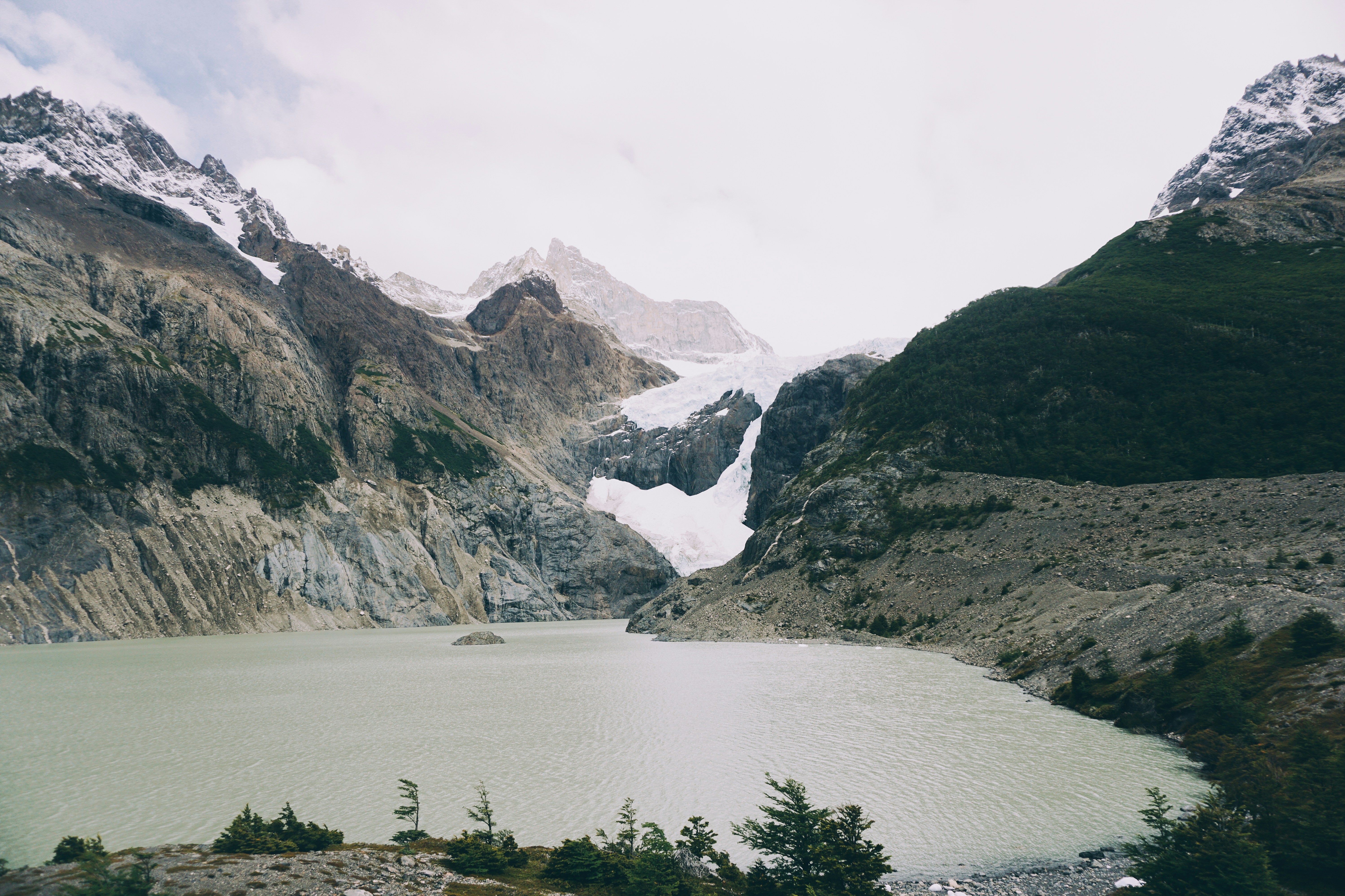 This beautiful glacier slowly feeds the Los Perros lake and is close to a quiet campsite nestled in the trees just before the larges climb of the Torres Del Paine ‘O’ circuit