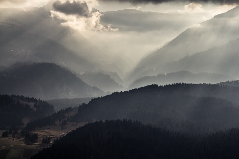 mountain with foggy weather