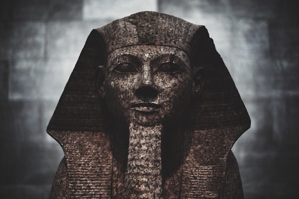 Stone bust of an Egyptian pharaoh