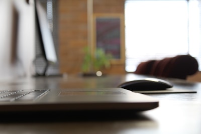 A blurred background of a creative office environment.