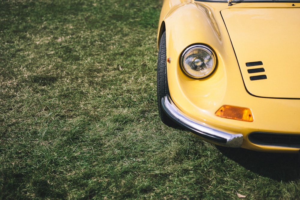 yellow car showing headlight