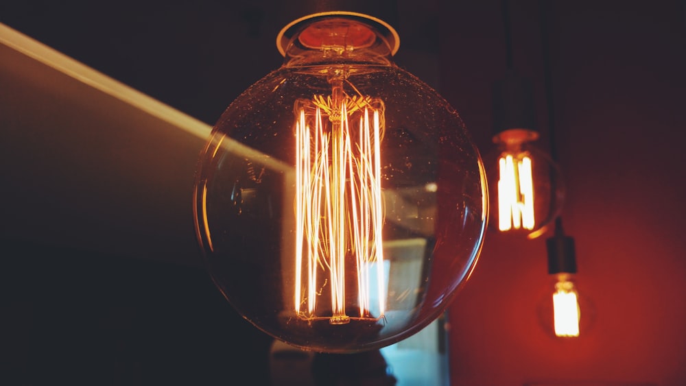lighted filament of bulbs