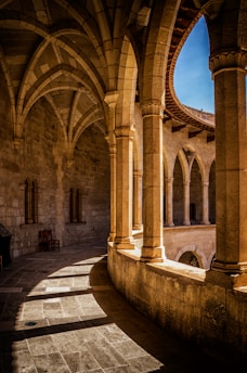 brown concrete pillars