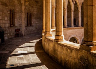 brown concrete pillars