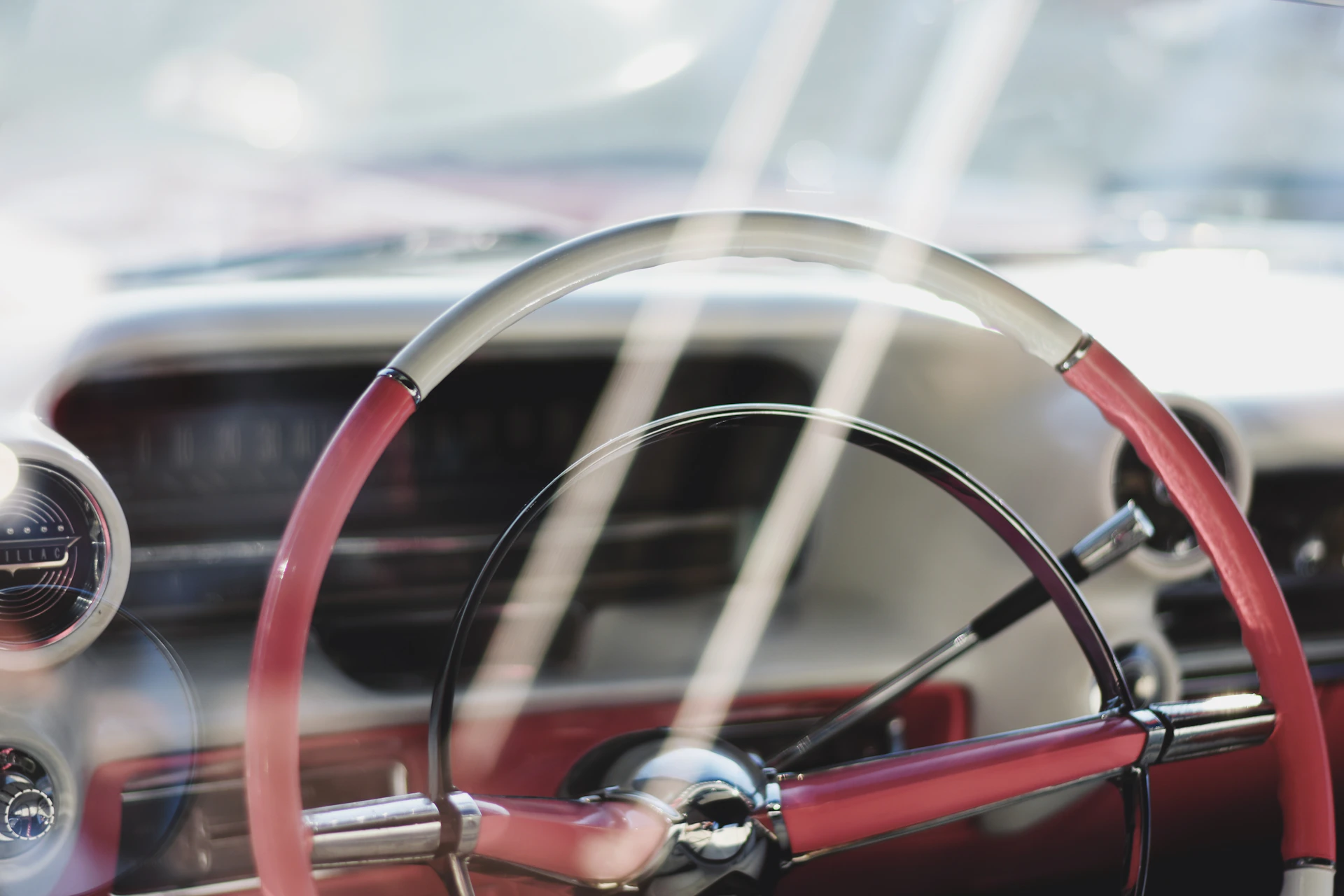 Close-up of the vintage dashboard and steering wheel of the 1948 Chevy Stylemaster, showcasing the classic design and original gauges.