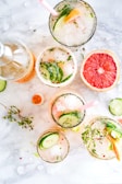flatlay photography of sliced fruits and cucumbers