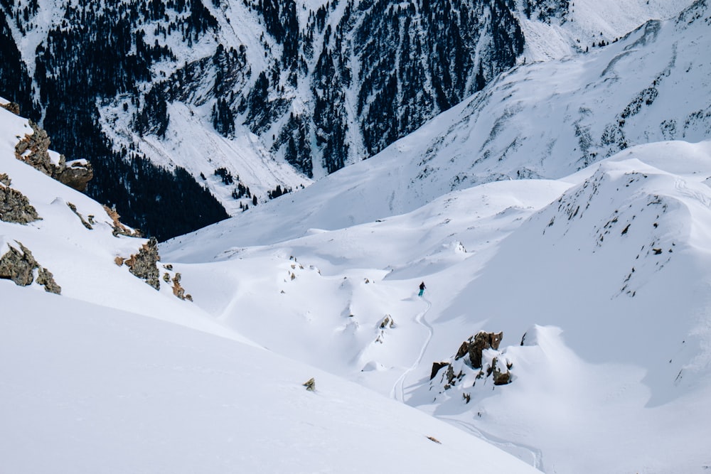 aerial view of mountain covered by snow