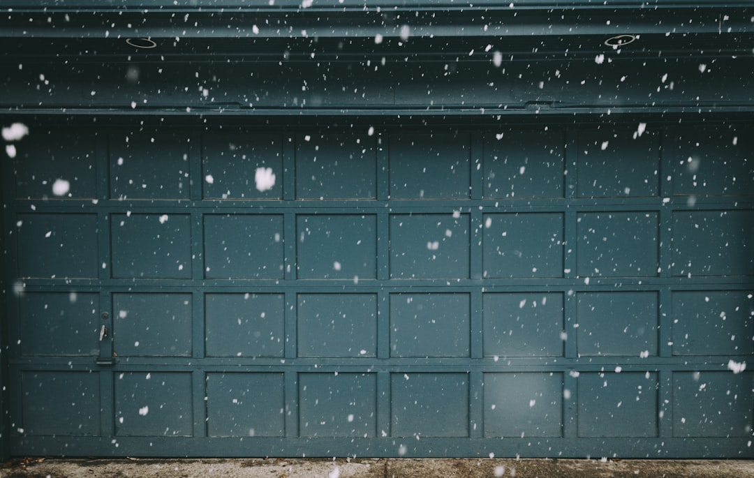 closed garage door during winter