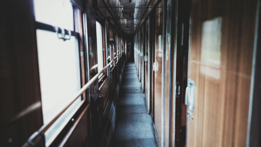 brown and gray hallway