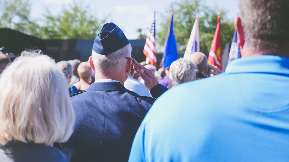 A crowd showing their respect on Veteran's Day.