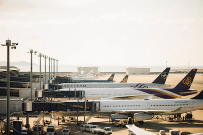 four planes at the airport