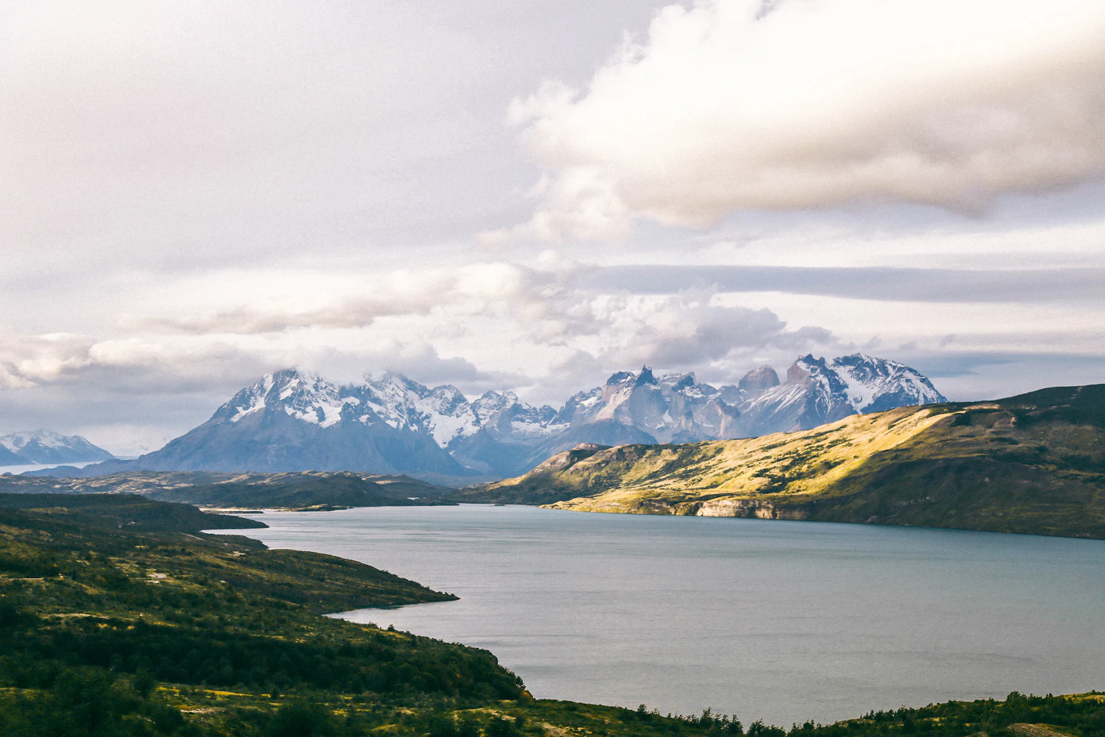 Aerial view of a river between mountains