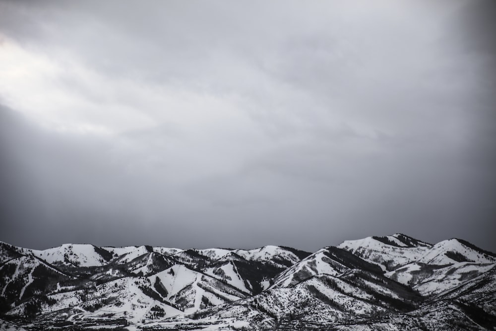 grayscale photo of mountain