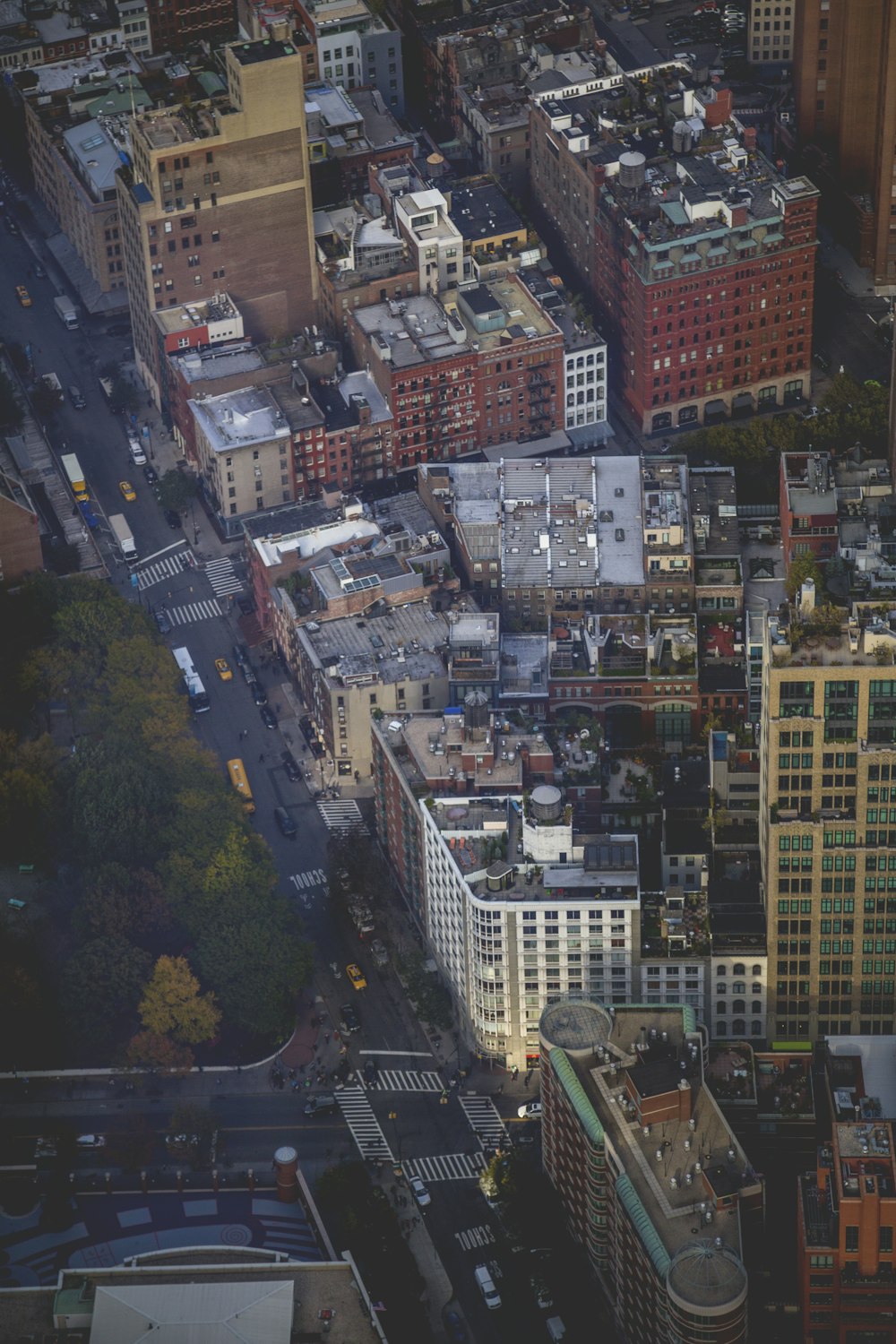 top view of city buildings