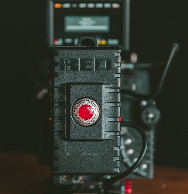 close-up photography of black camera