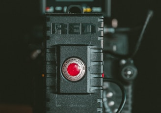 close-up photography of black camera