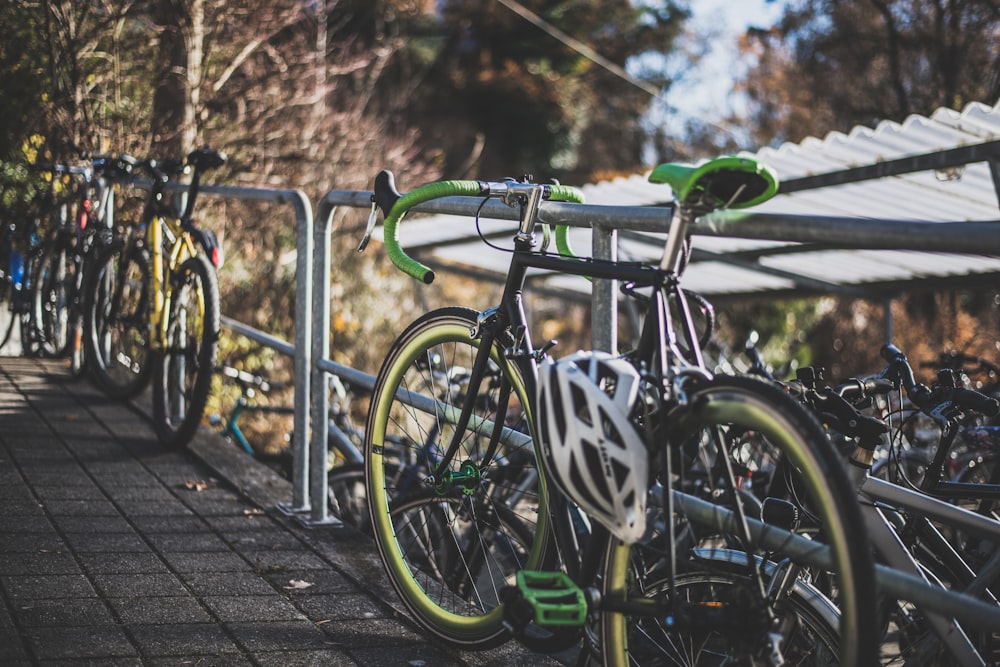 green and black road bike