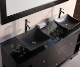 Modern bathroom vanity featuring a durable, elegant stone surface with integrated sink.