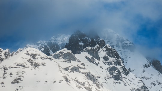 black mountain with snowy terrain in Hintere Brandjochspitze Austria