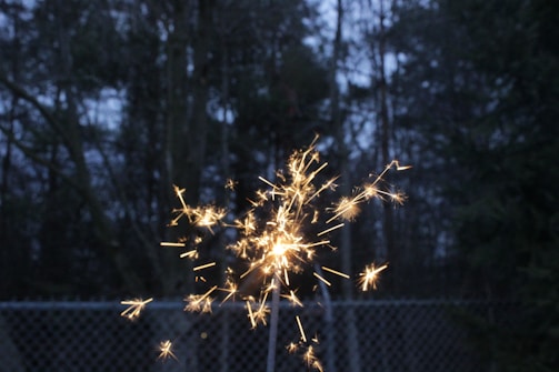 Elegant daytime fireworks lighting up a wedding ceremony outdoors.