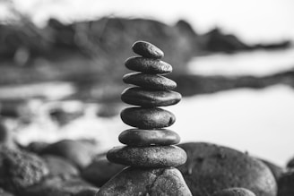 grayscale photo of stone formation