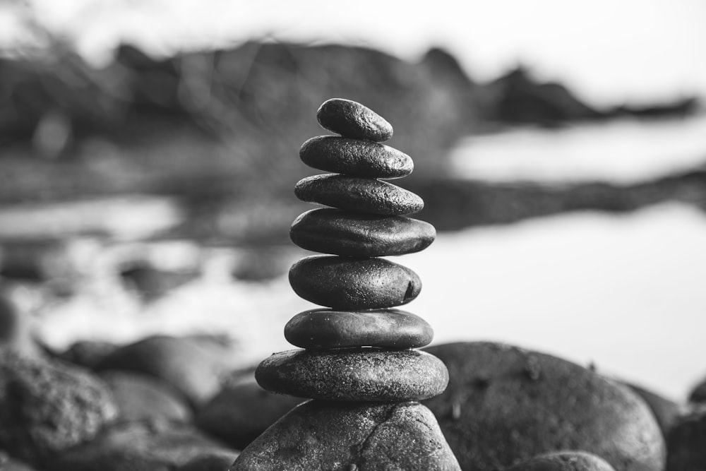 grayscale photo of stone formation