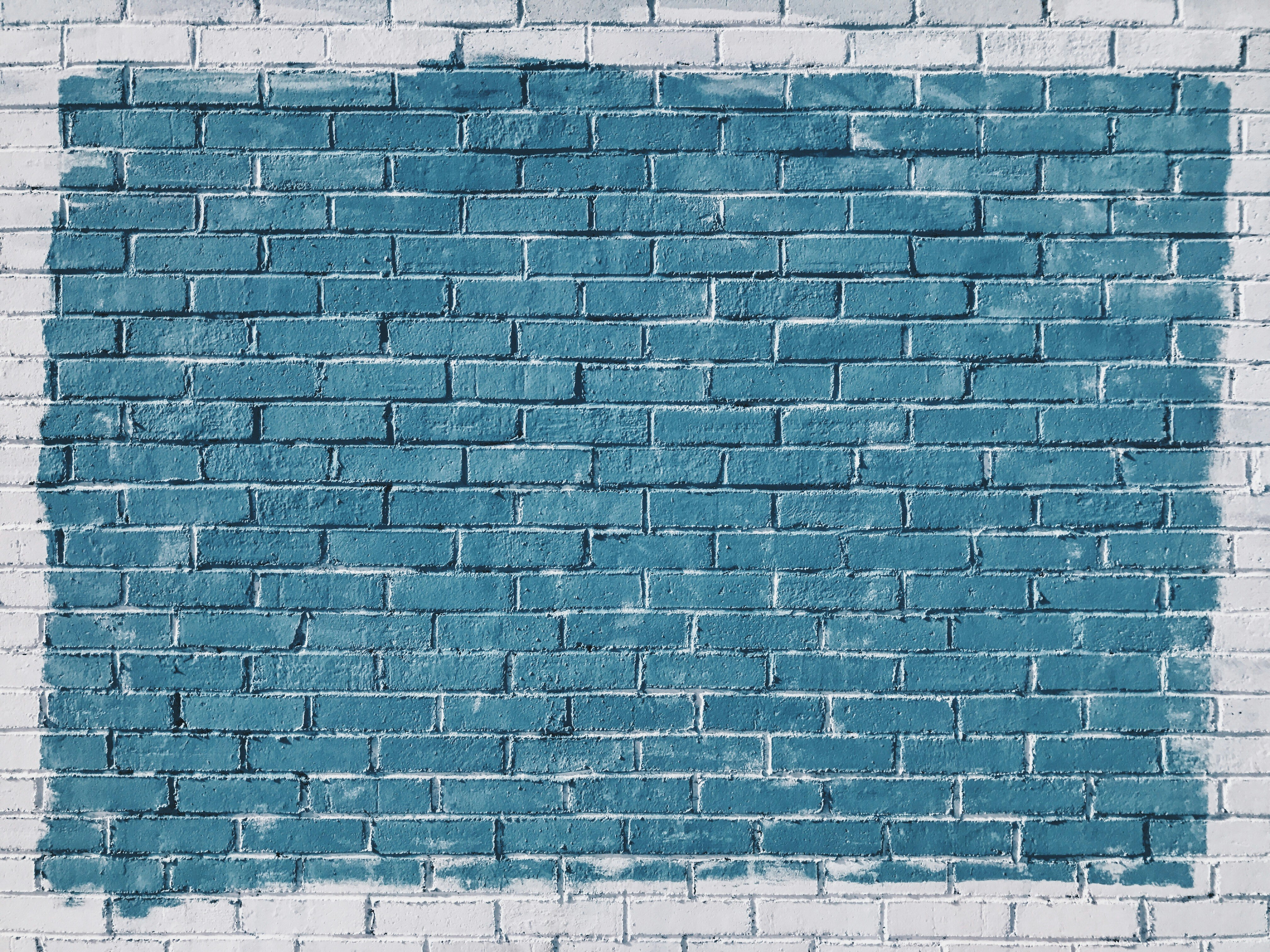 White and blue brick wall