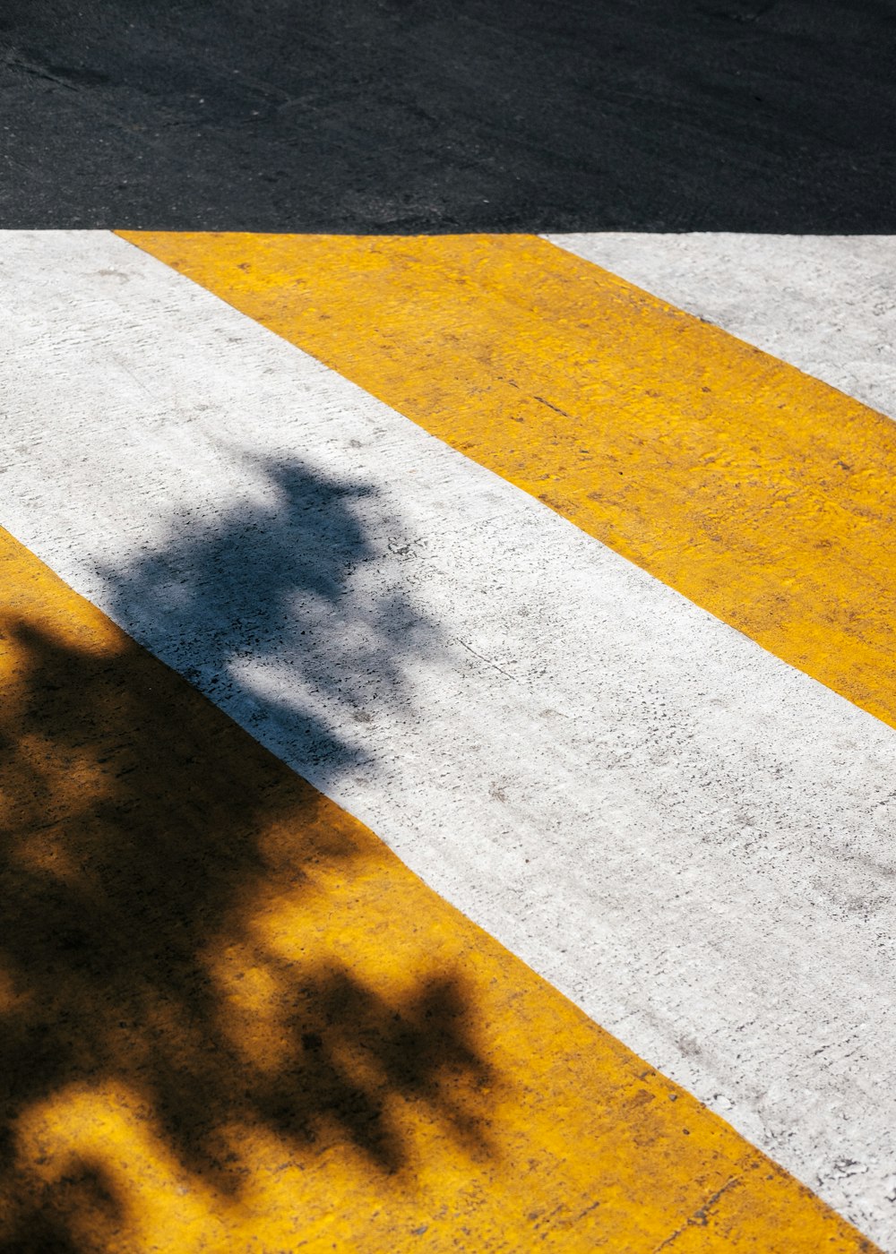 Carril peatonal amarillo y blanco