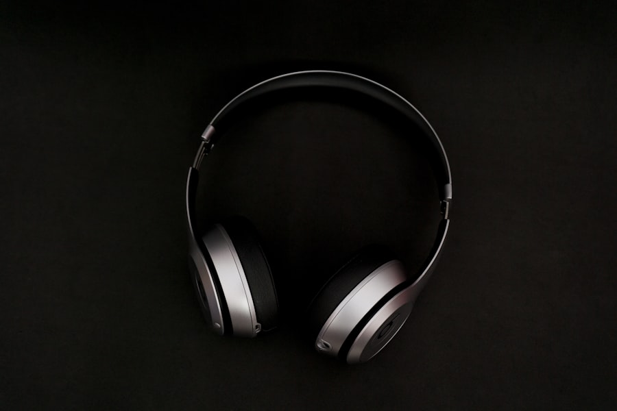 Headphones on a wooden surface