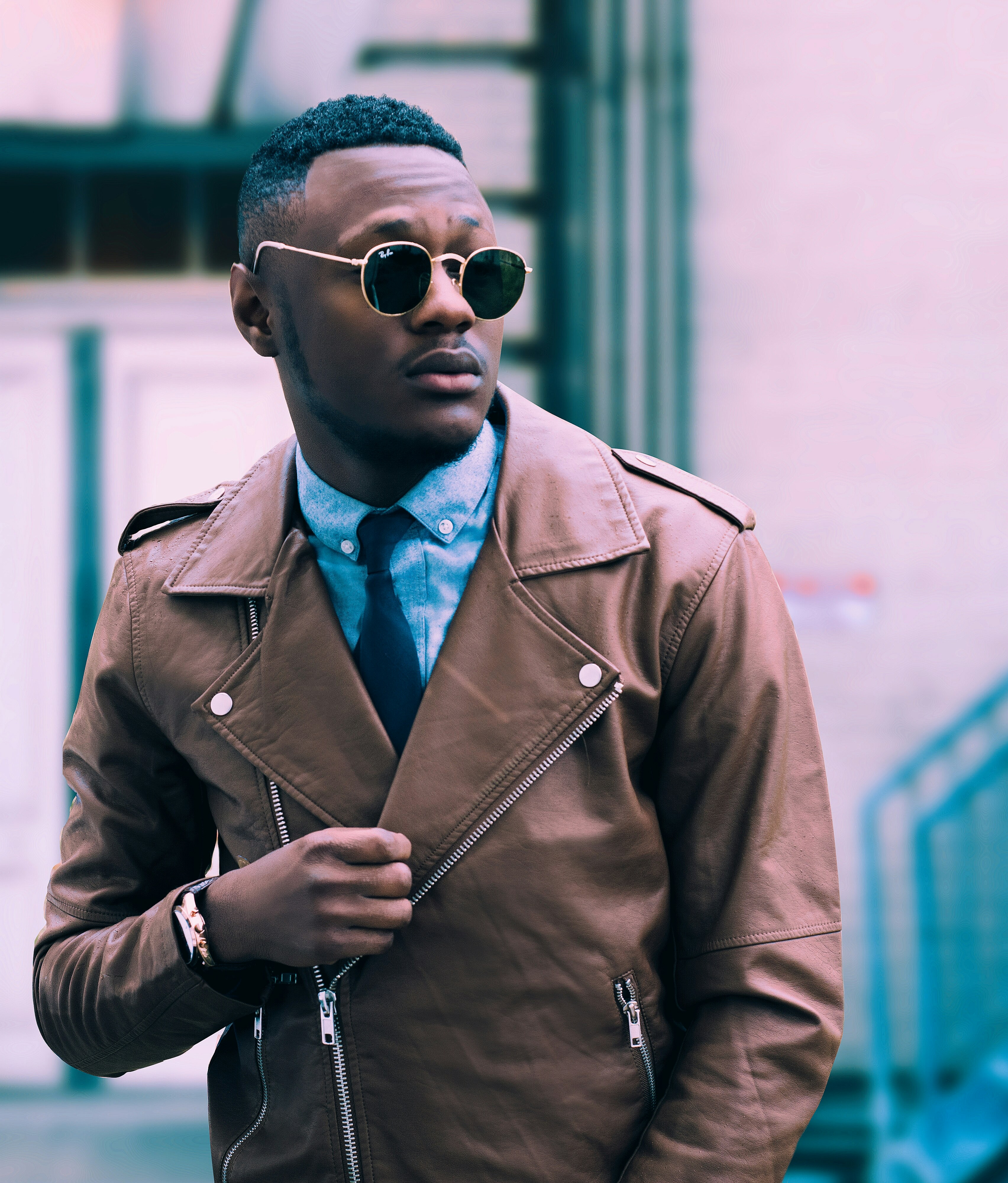 great photo recipe,how to photograph confidence is key; man in brown leather coat