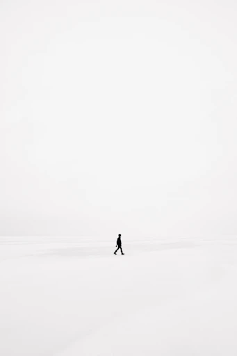 person walking on snowfield