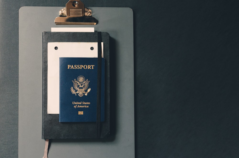passport on clipboard