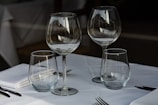 two clear wine glasses