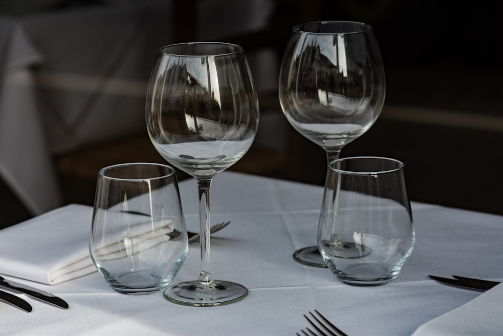 two clear wine glasses