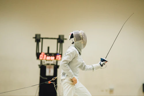 Fencer holding a fencing sword
