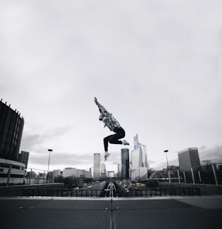 person taking a jump shot photo