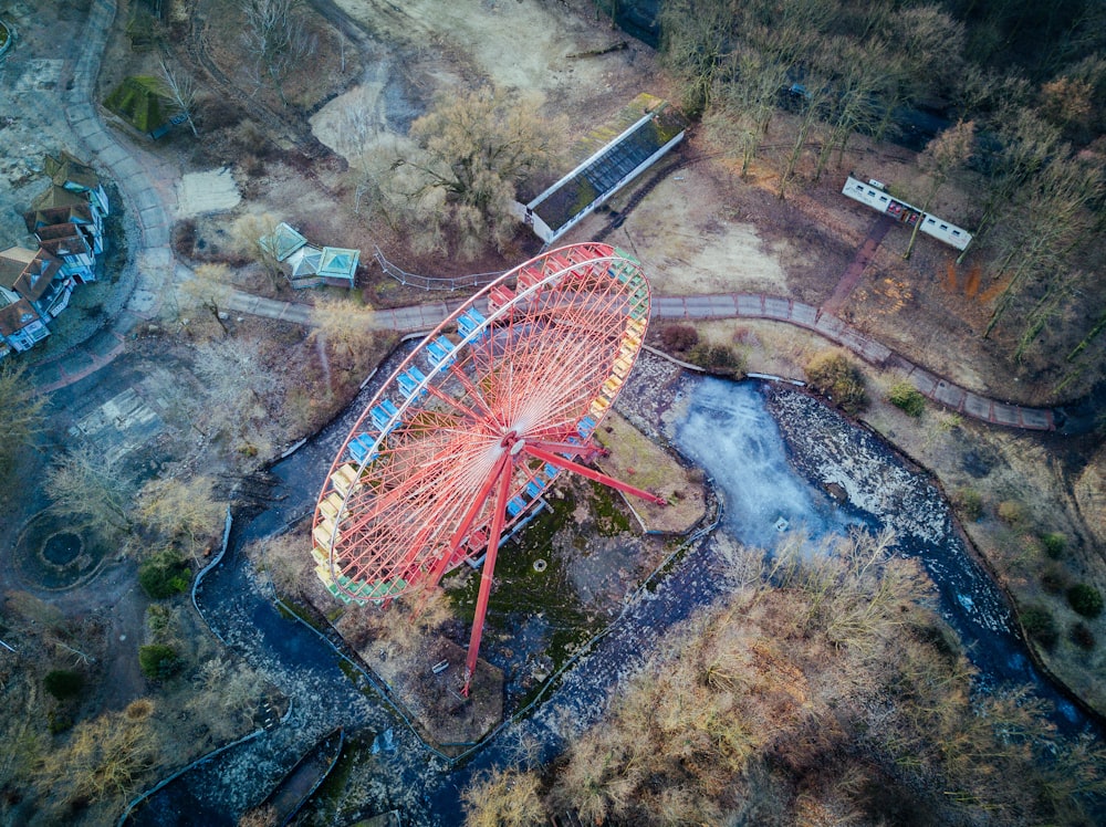 bird's eye view of ferris wheel