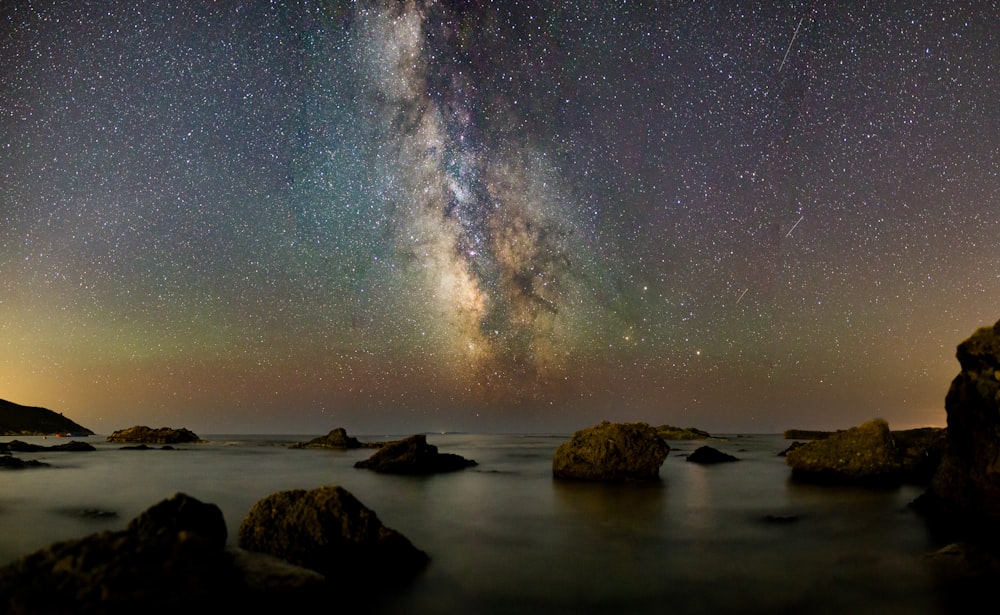 rocks under milky way