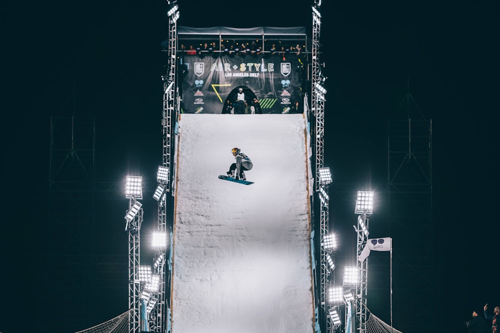 man riding snow board