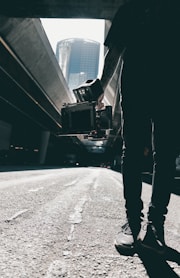 person holding camera with stabilizer