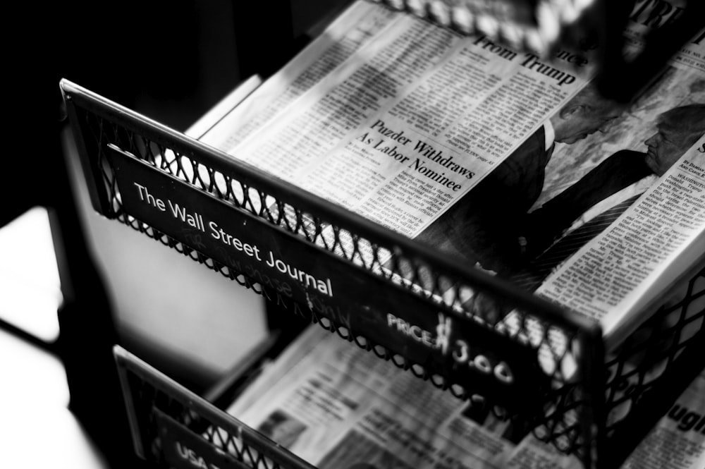 newspapers on The Wall Street Journal rack