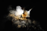 white smoke during night time