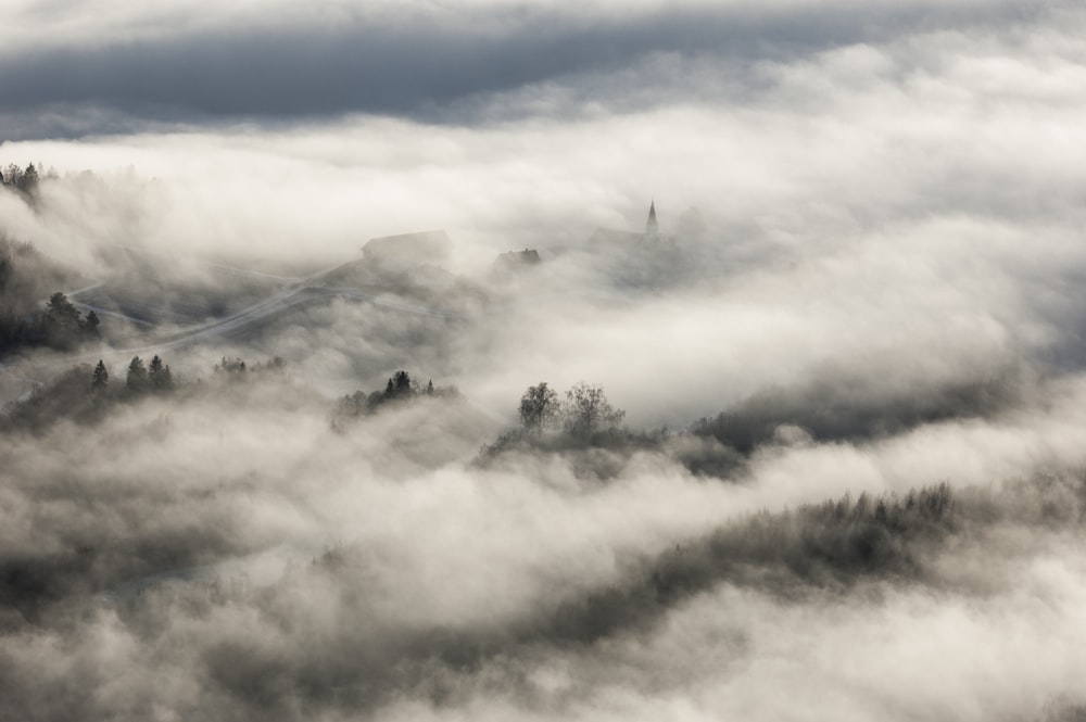 photo of fog on mountain