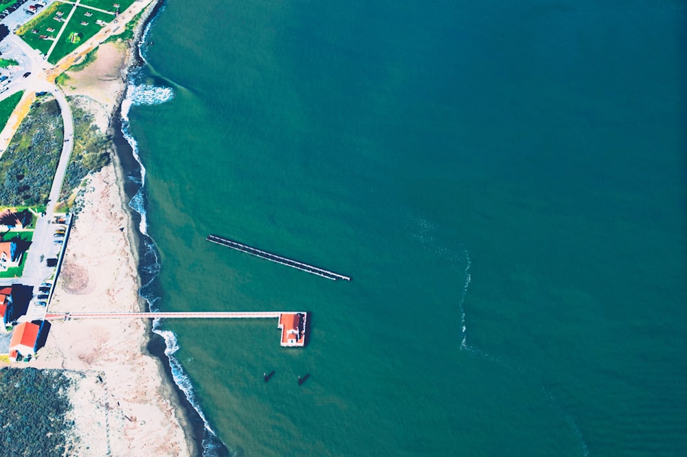 aerial photography of shoreline