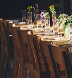 dining table with drinking high glass and fork