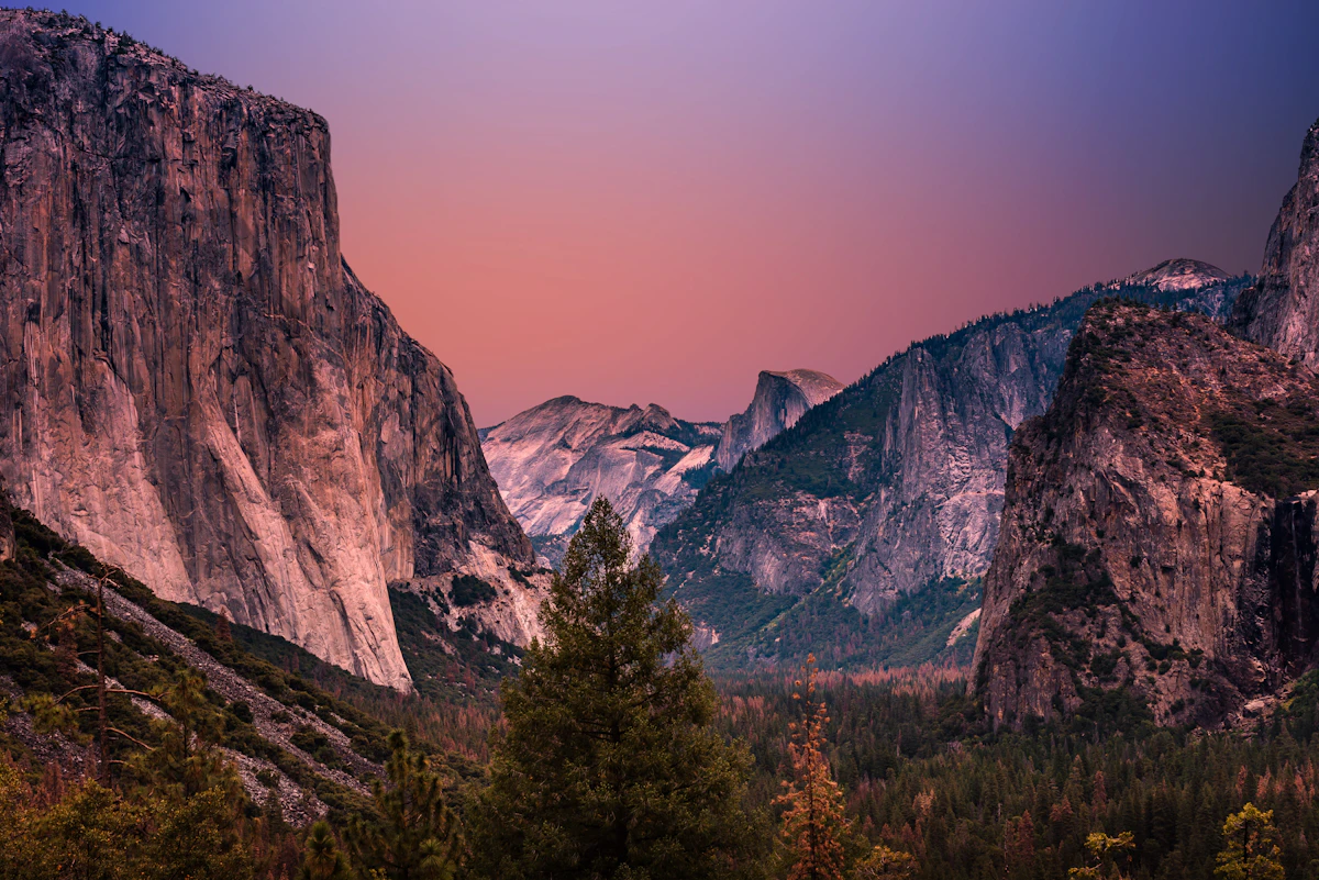 Yosemite Valley with river and granite cliffs