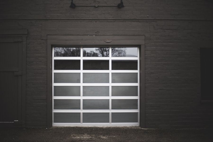 Commercial overhead door on an industrial brick building