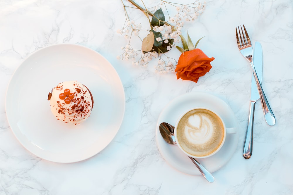 white ceramic mug and saucer