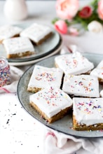 white cakes with sprinkles