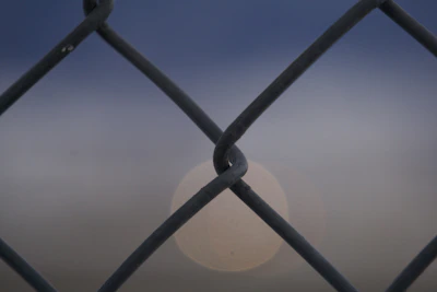 Wide shot of a property's perimeter fence highlighting potential weak spots at dusk.